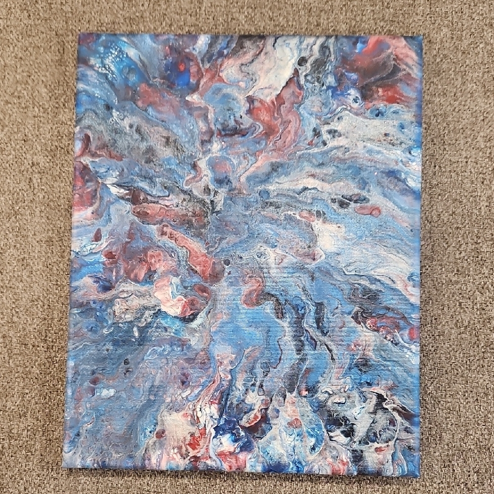 Abstract Blue and Red Canvas Art